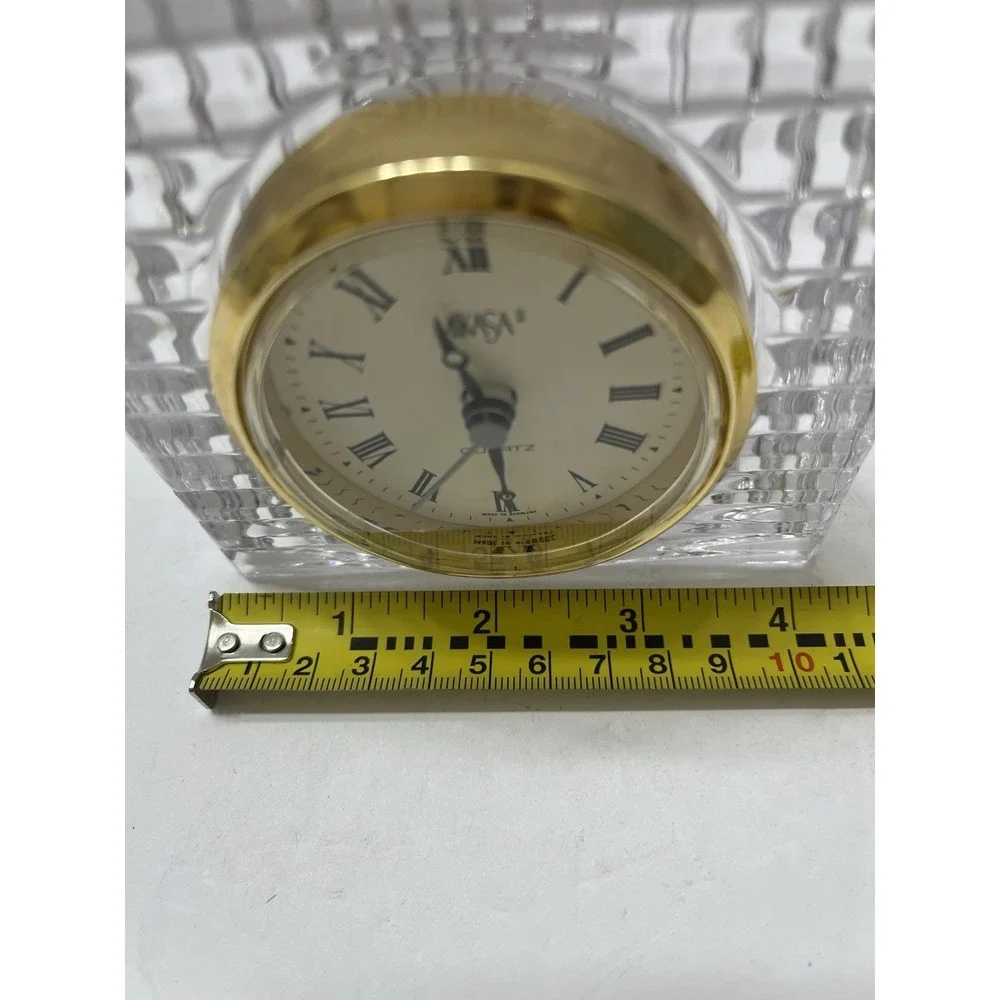 Vintage Mikasa Illusions Lead Crystal Desk Clock Square Diamond Pattern 4.25x4